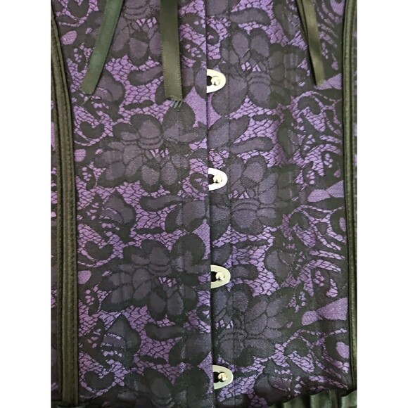 NEW Purple Black Lace Design Corset Top Sweetheart Crop Womens Size 6XL Plus - Picture 3 of 14